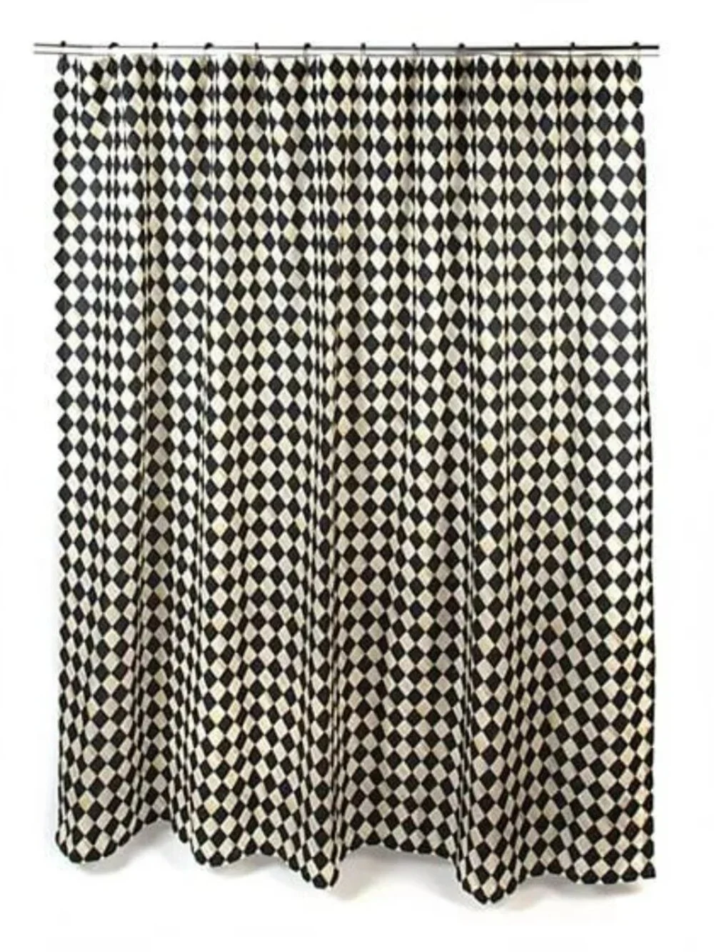 Mint Condition MacKenzie-Childs Black And White Courtly Harlequin Shower Curtain